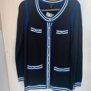 Talbots women's super soft tipped cashmere black cardigan sweater medium